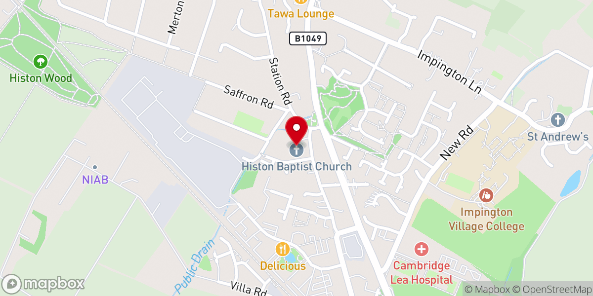Map showing location of Histon Baptist Church