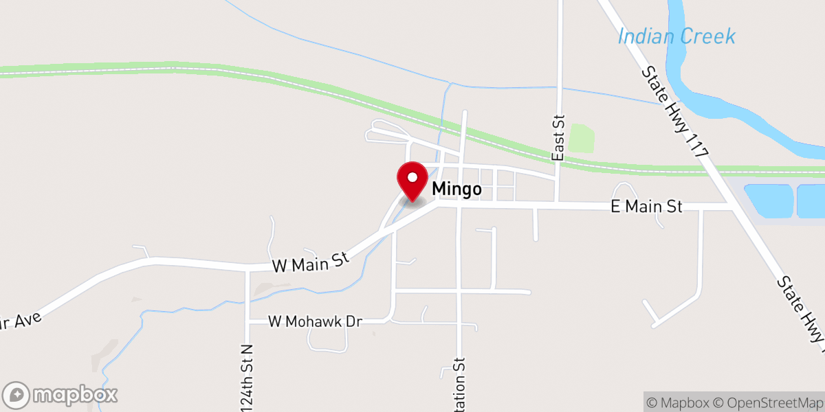 Map showing location of Mingo United Methodist Church
