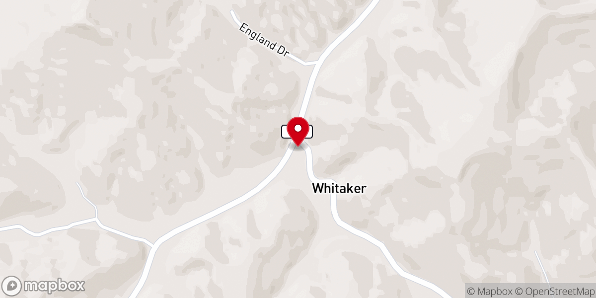 Map showing location of Whitaker Free Will Baptist Church