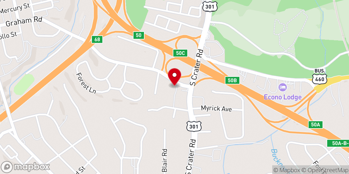 Map showing location of Crater View Baptist Church