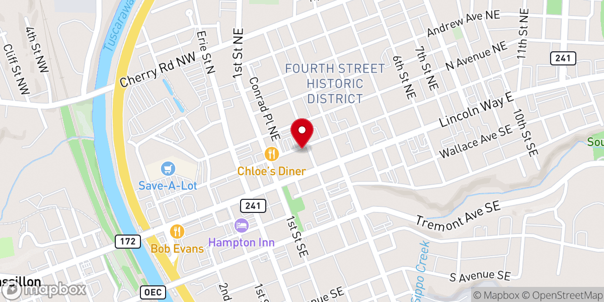 Map showing location of Central Presbyterian Church