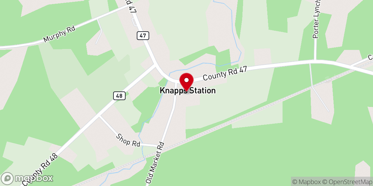 Map showing location of Knapps Station Community Church