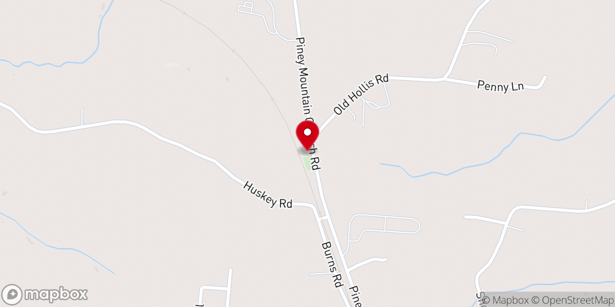 Map showing location of Piney Mountain Church