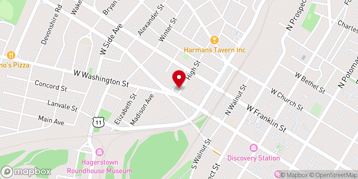 Map showing location of Hagerstown Independent Church