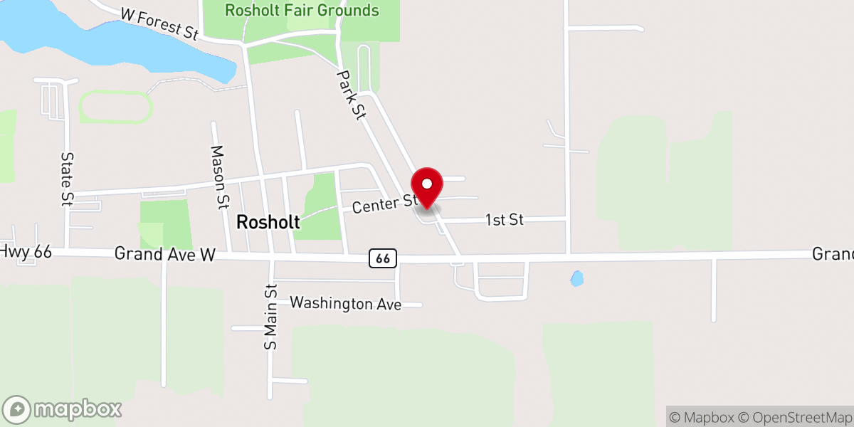 Map showing location of Rosholt Food Pantry