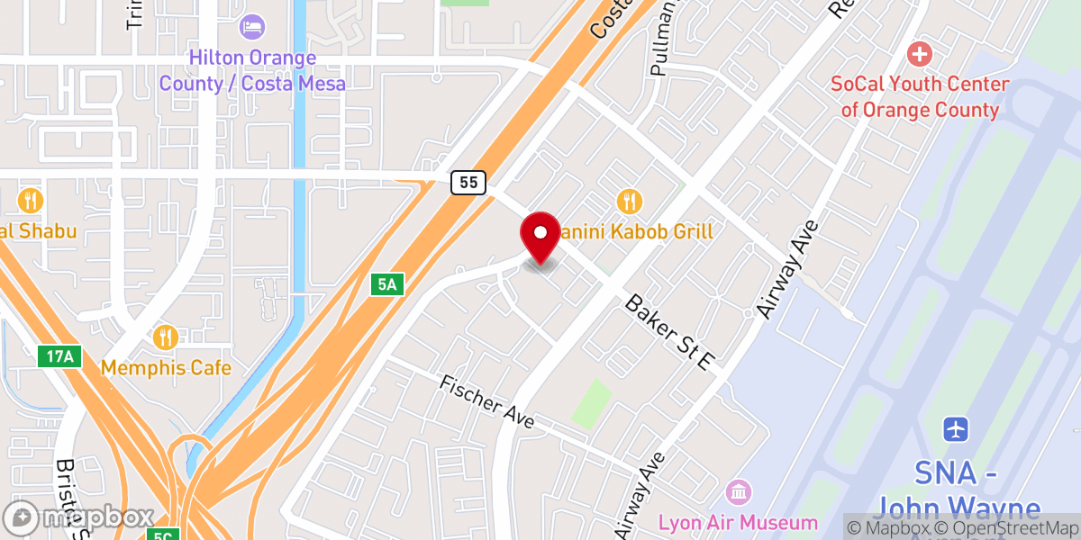 Map showing location of South Hills Church - Costa Mesa Campus