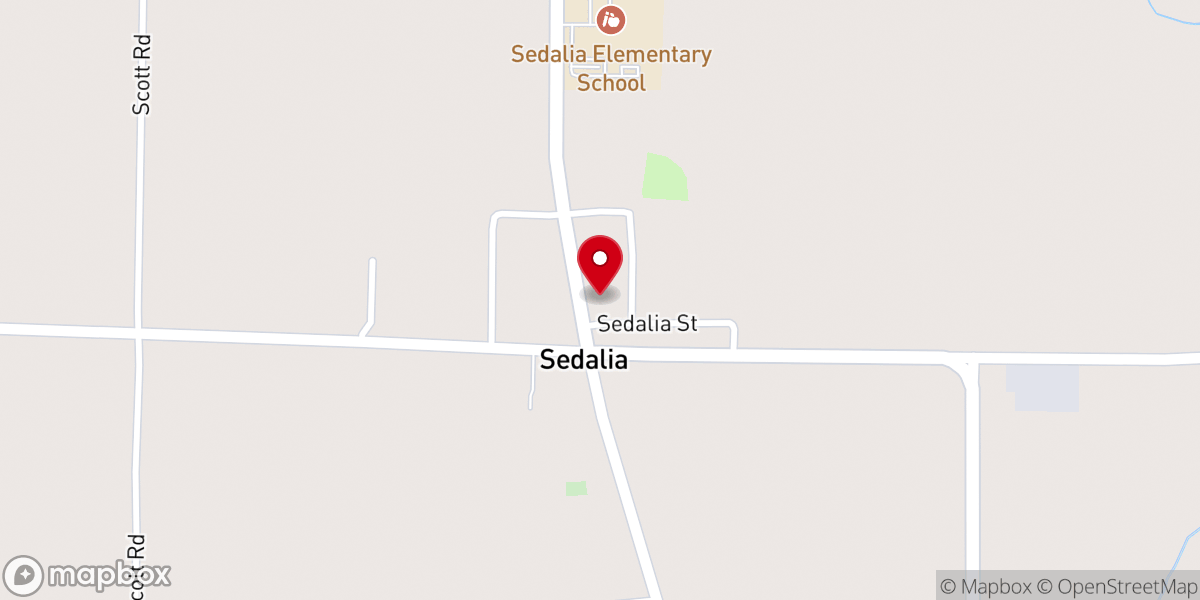 Map showing location of Sedalia Baptist Church