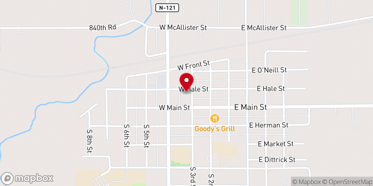 Map showing location of St. Patrick's Catholic Church