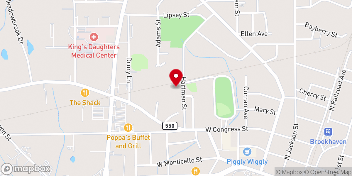 Map showing location of St Paul M B Church