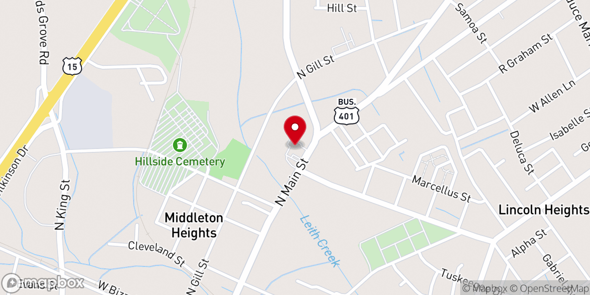Map showing location of Bright Hopewell Baptist Church