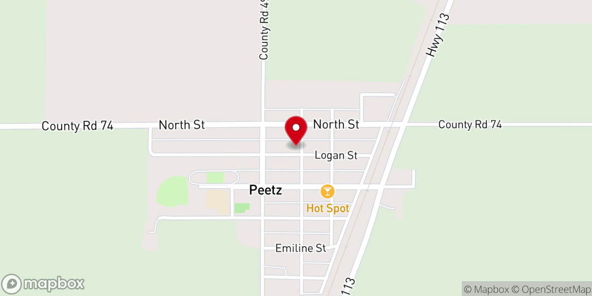 Map showing location of Peetz Community