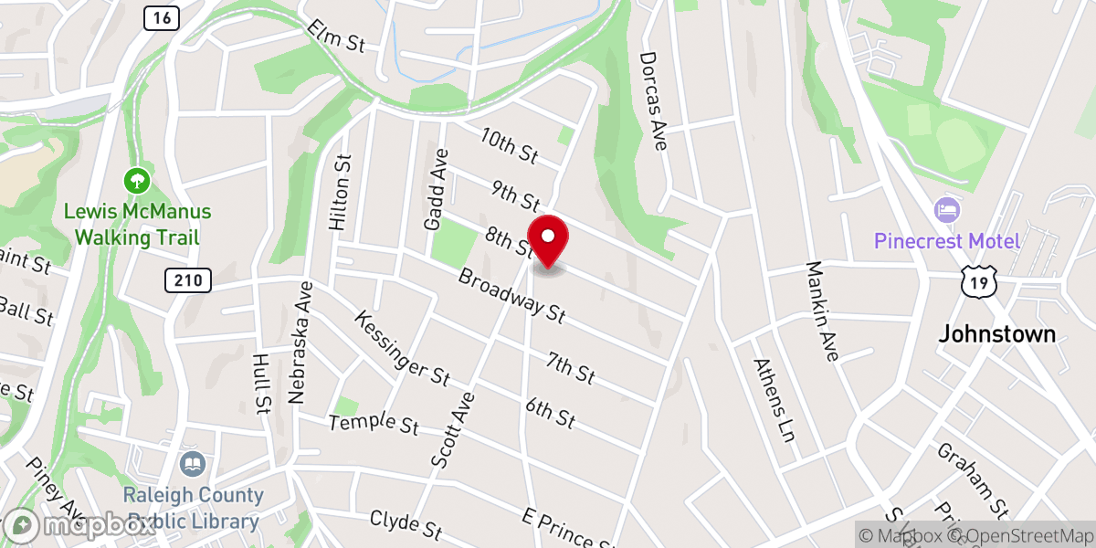 Map showing location of Welcome Baptist Church