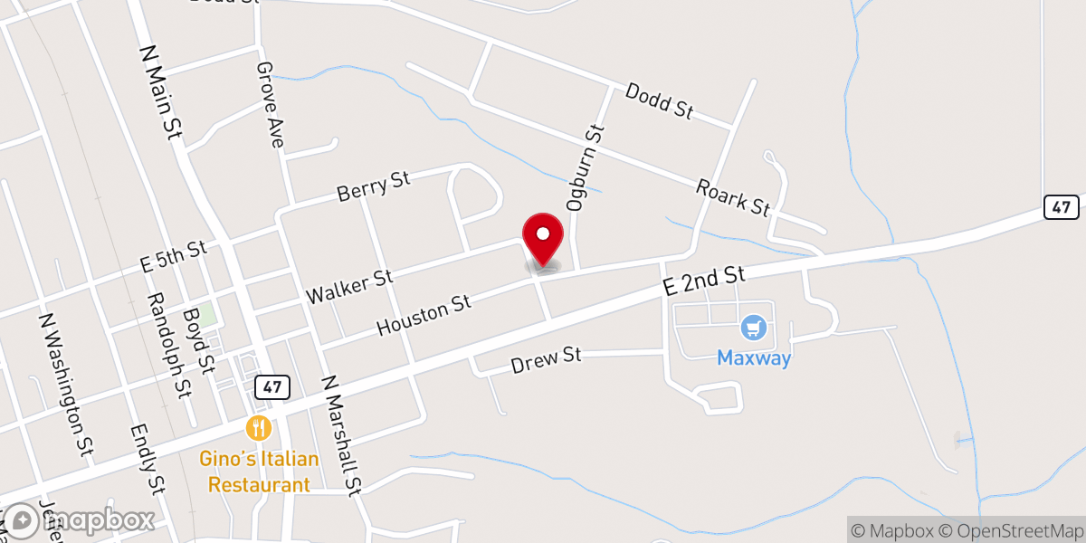 Map showing location of Cornerstone Baptist Church