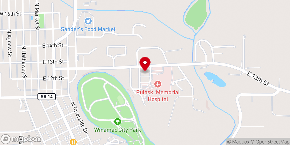 Map showing location of Winamac Nazarene Church