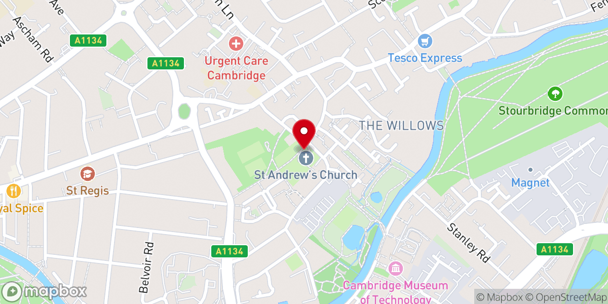 Map showing location of Saint Andrew's Church