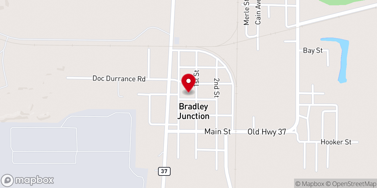 Map showing location of First Baptist Church-Bradley
