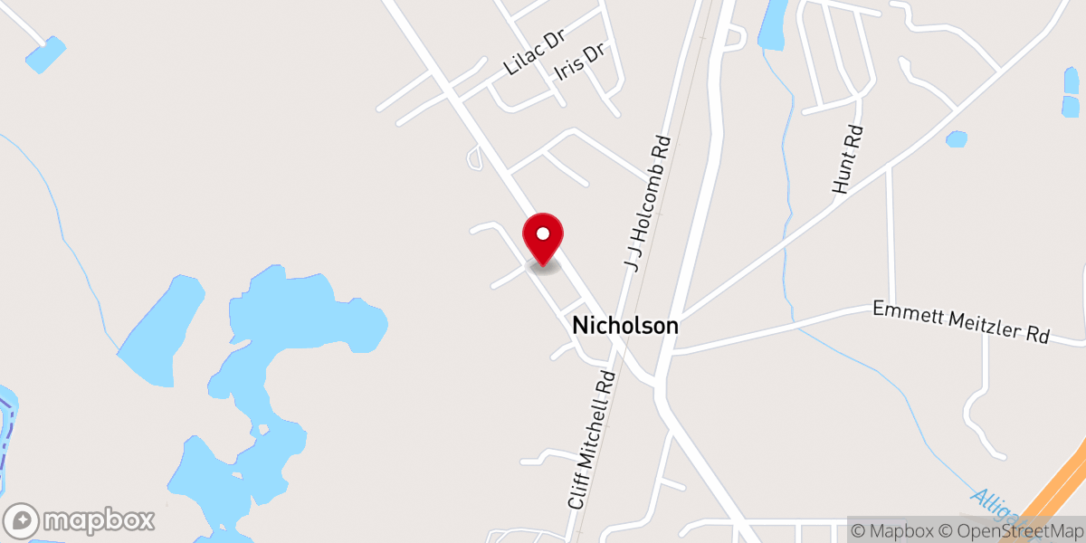 Map showing location of First Baptist Church of Nicholson