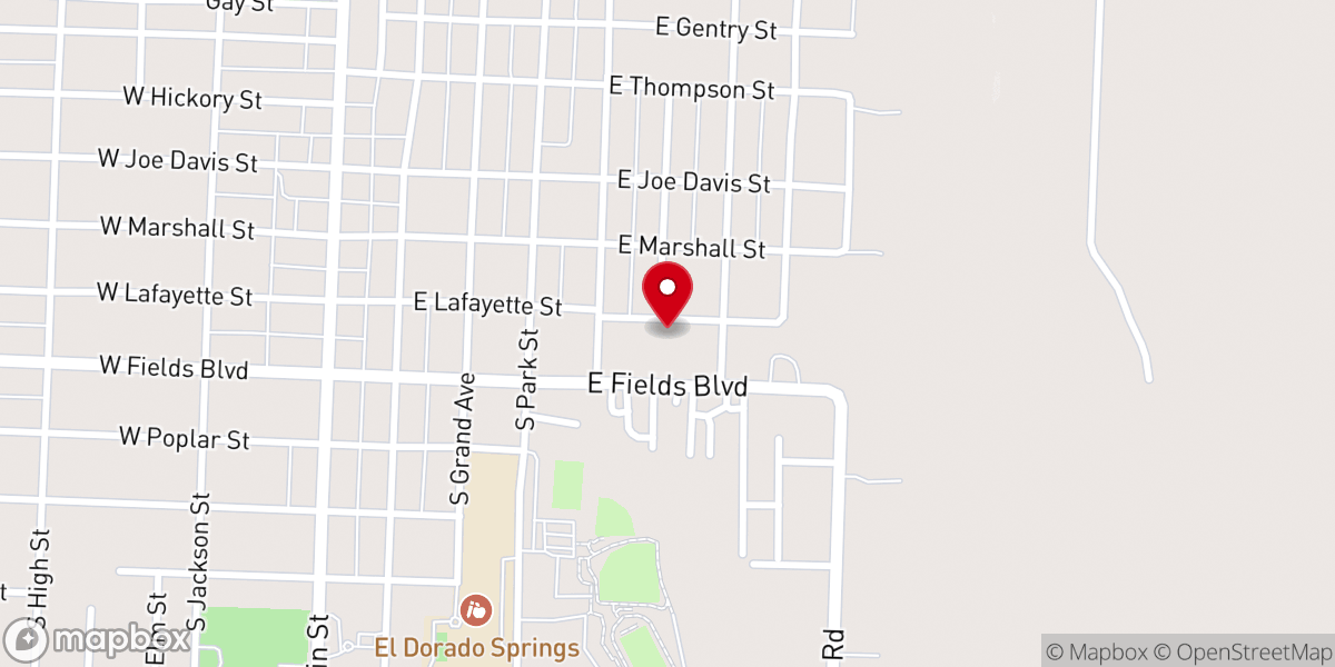 Map showing location of Eldorado Springs Missionary Baptist Church