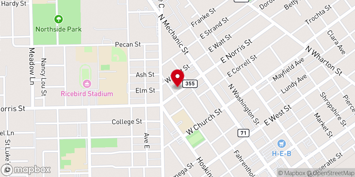 Map showing location of New Covenant Church of El Campo