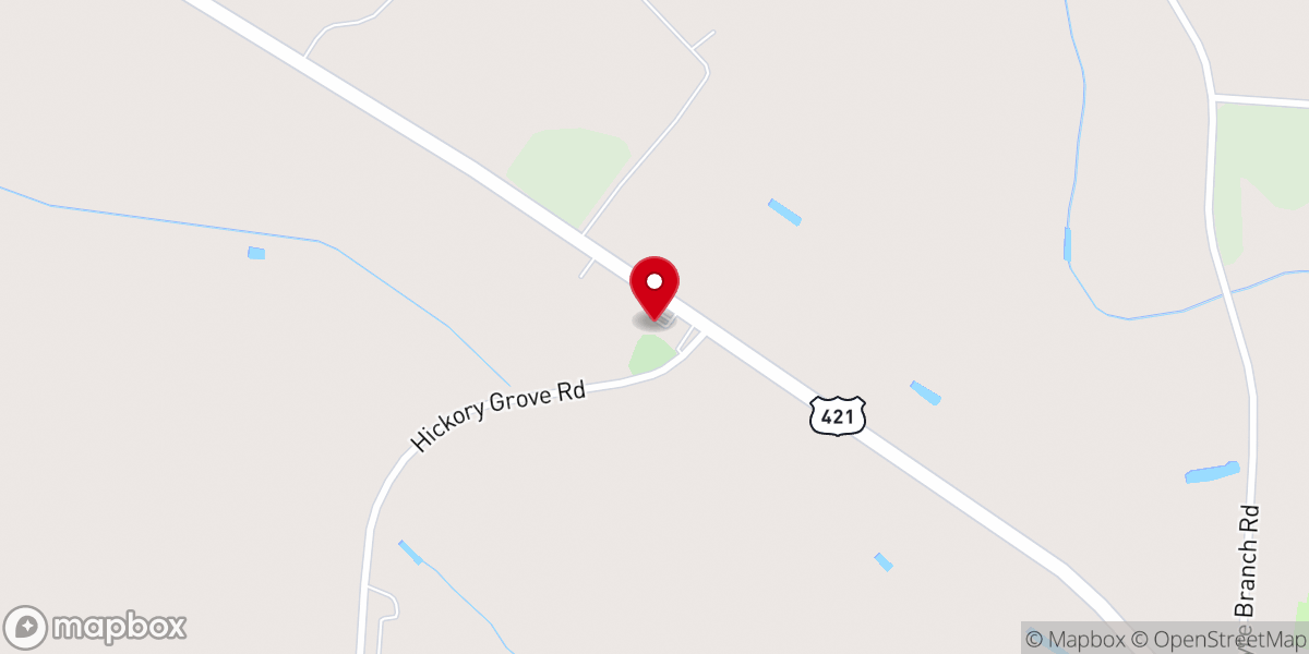 Map showing location of Hickory Grove Baptist Church