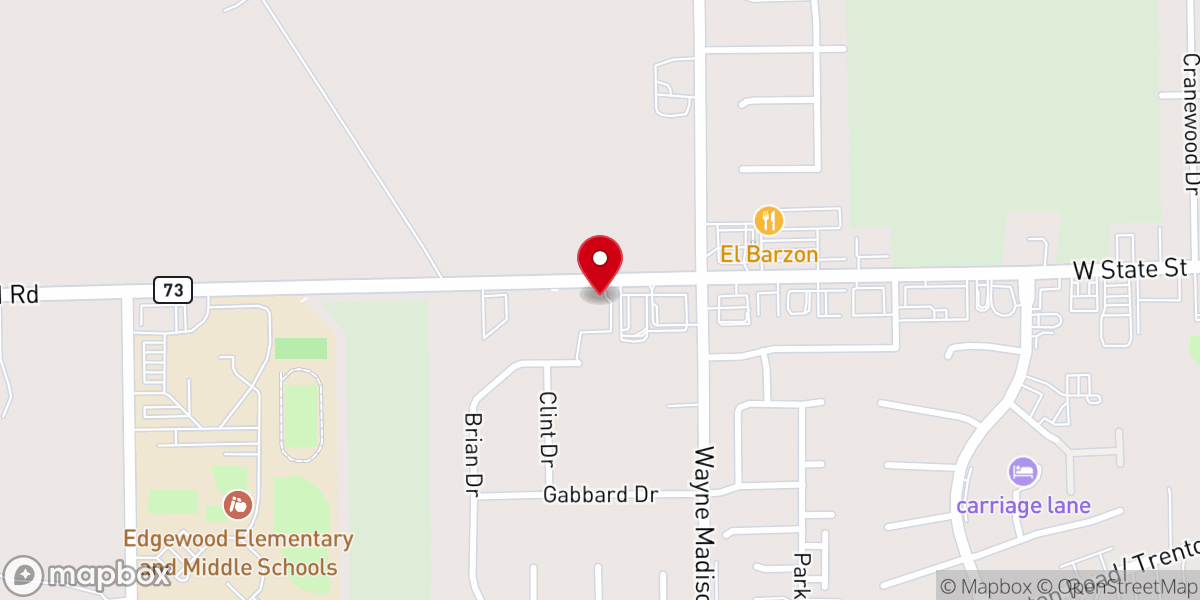 Map showing location of Edgewood Baptist Church