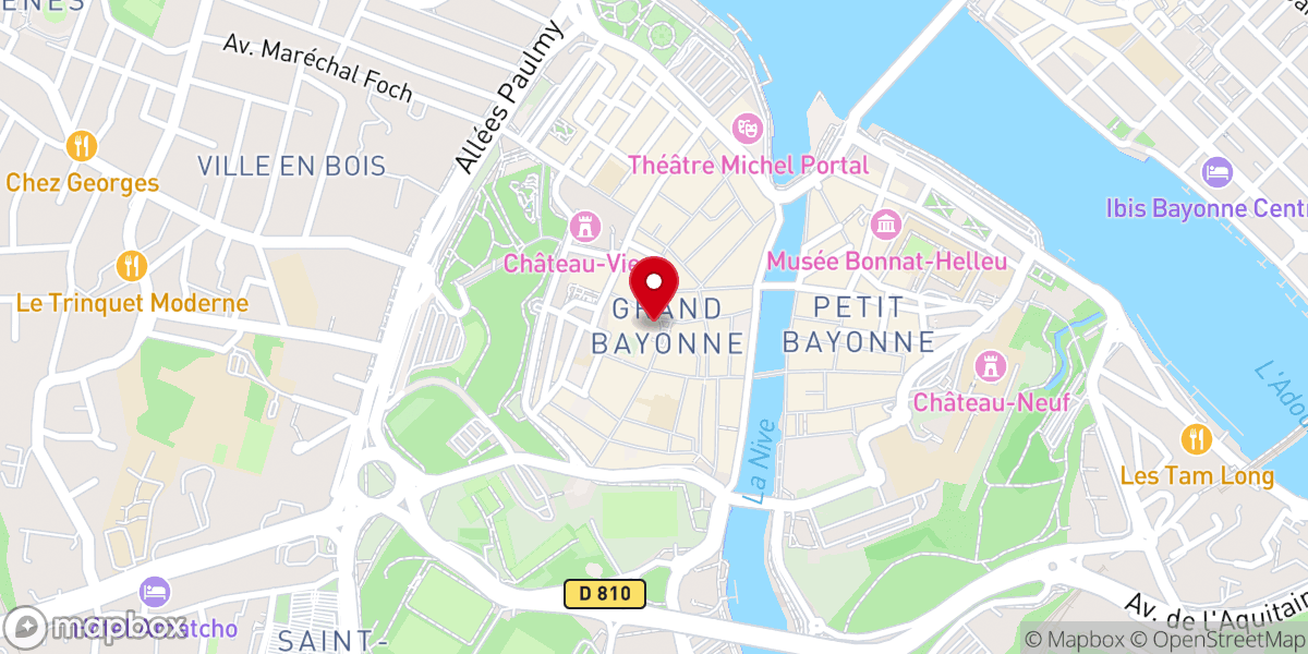 Map showing location of Bayonne Cathedral
