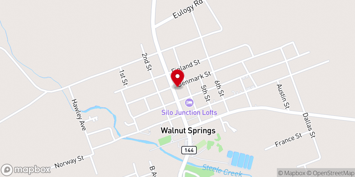 Map showing location of Walnut Springs Memorial United Methodist Church
