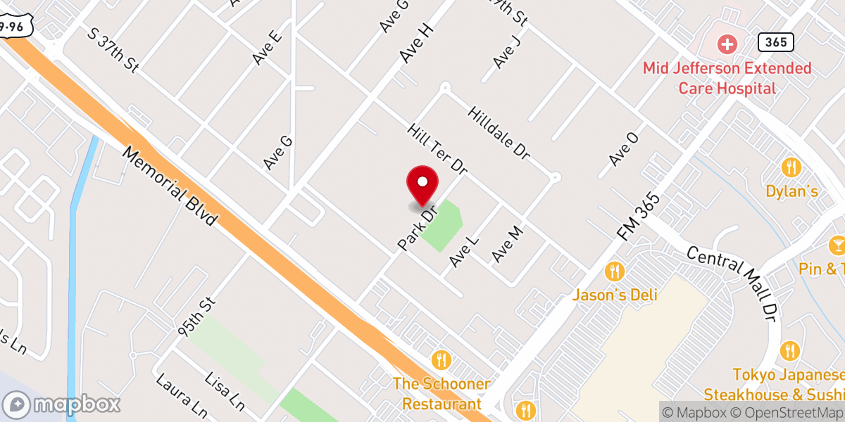 Map showing location of Hillcrest Baptist Church