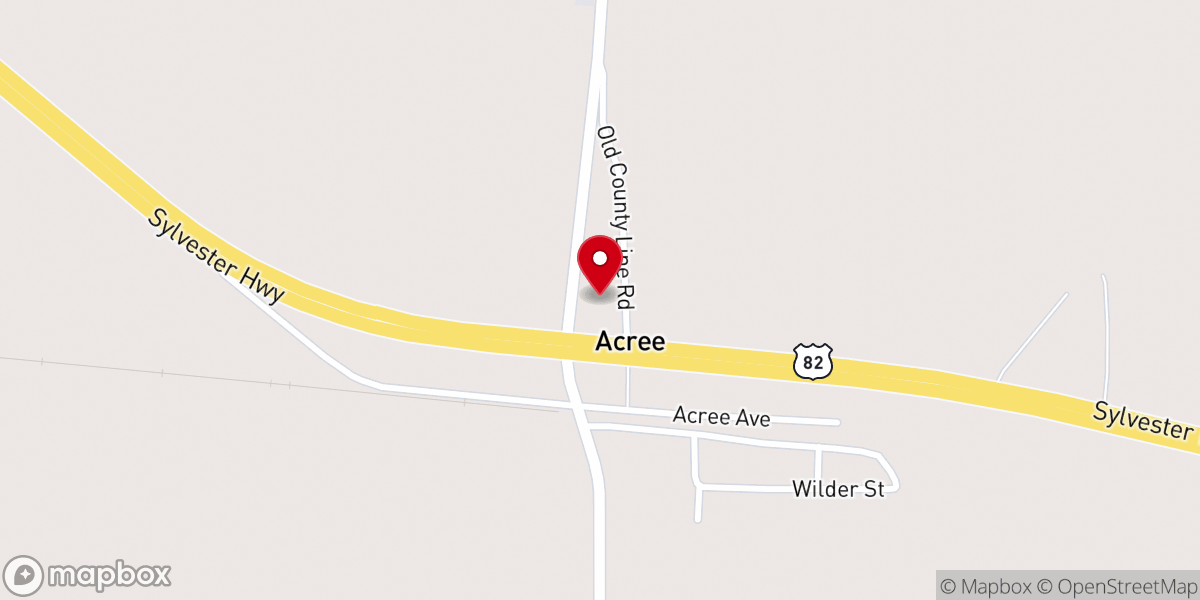 Map showing location of First Baptist Church of Acree