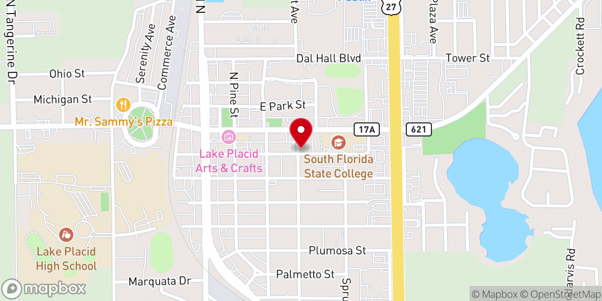 Map showing location of Lake Placid Church of Christ
