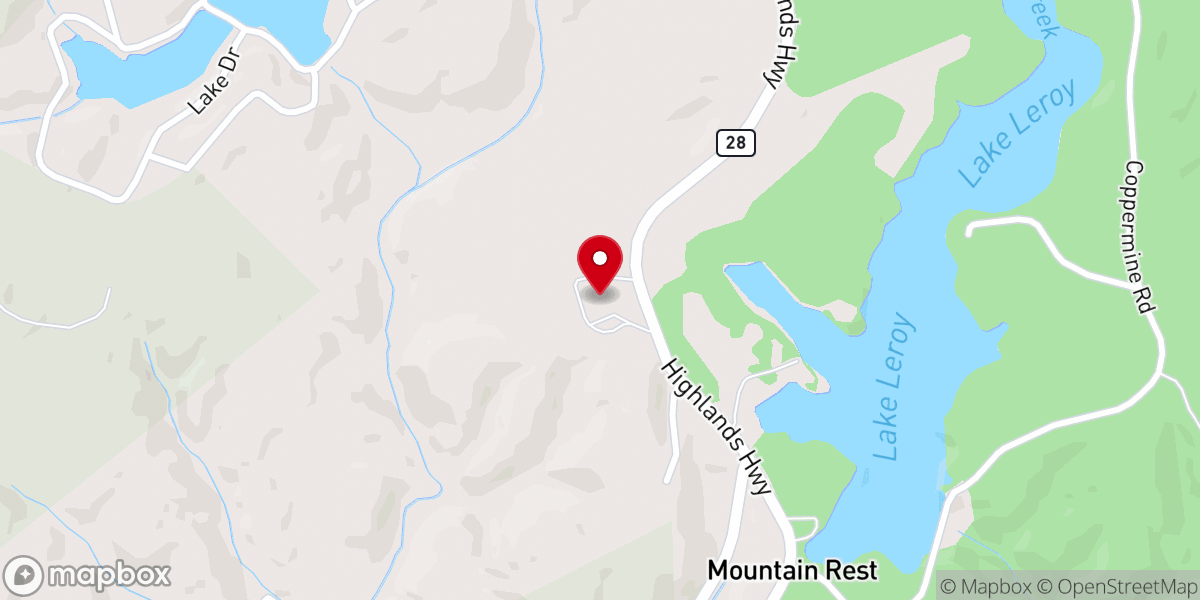 Map showing location of Mountain Rest Baptist Church