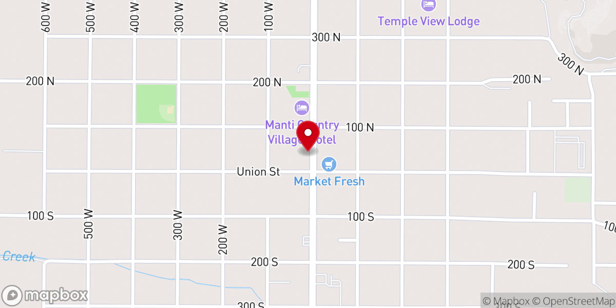 Map showing location of Manti Baptist Church