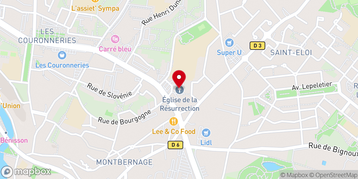 Map showing location of Église de la Résurrection à Poitiers