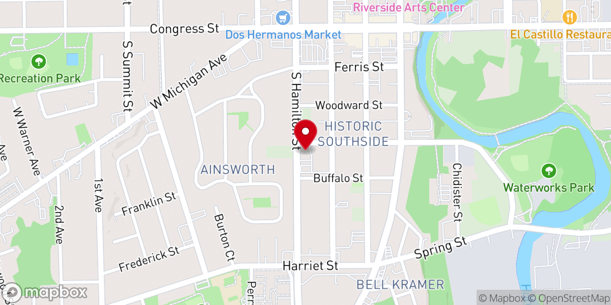 Map showing location of Second Baptist Church of Ypsilanti
