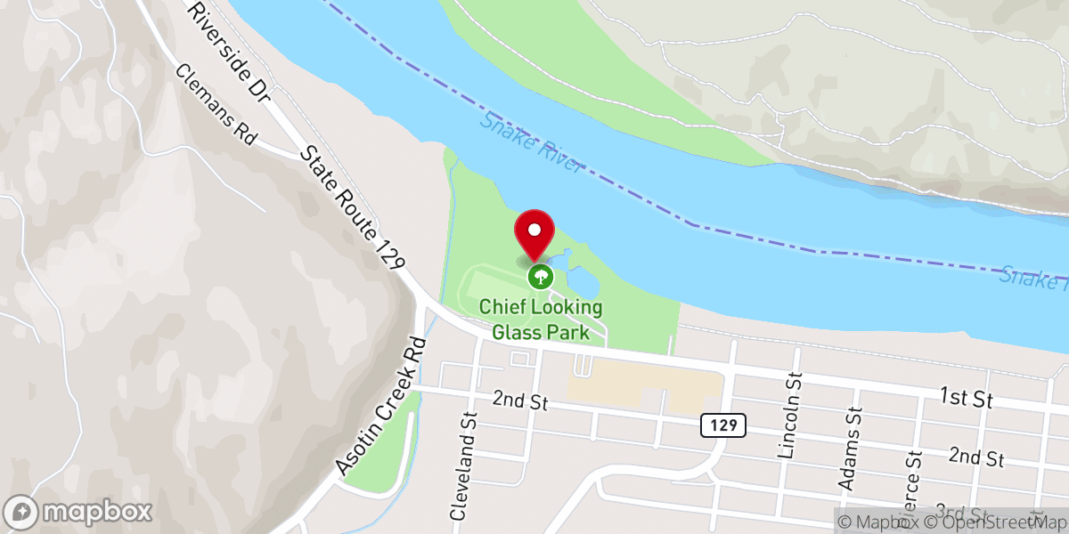 Map showing location of Chief Looking Glass Park