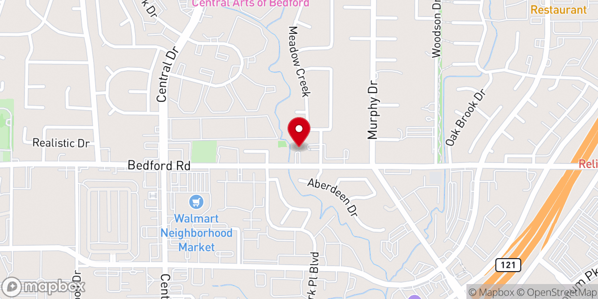 Map showing location of Bedford Baptist Church
