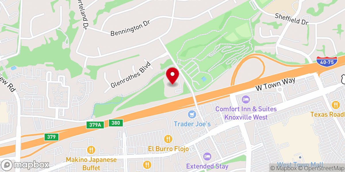 Map showing location of West Hills Baptist Church