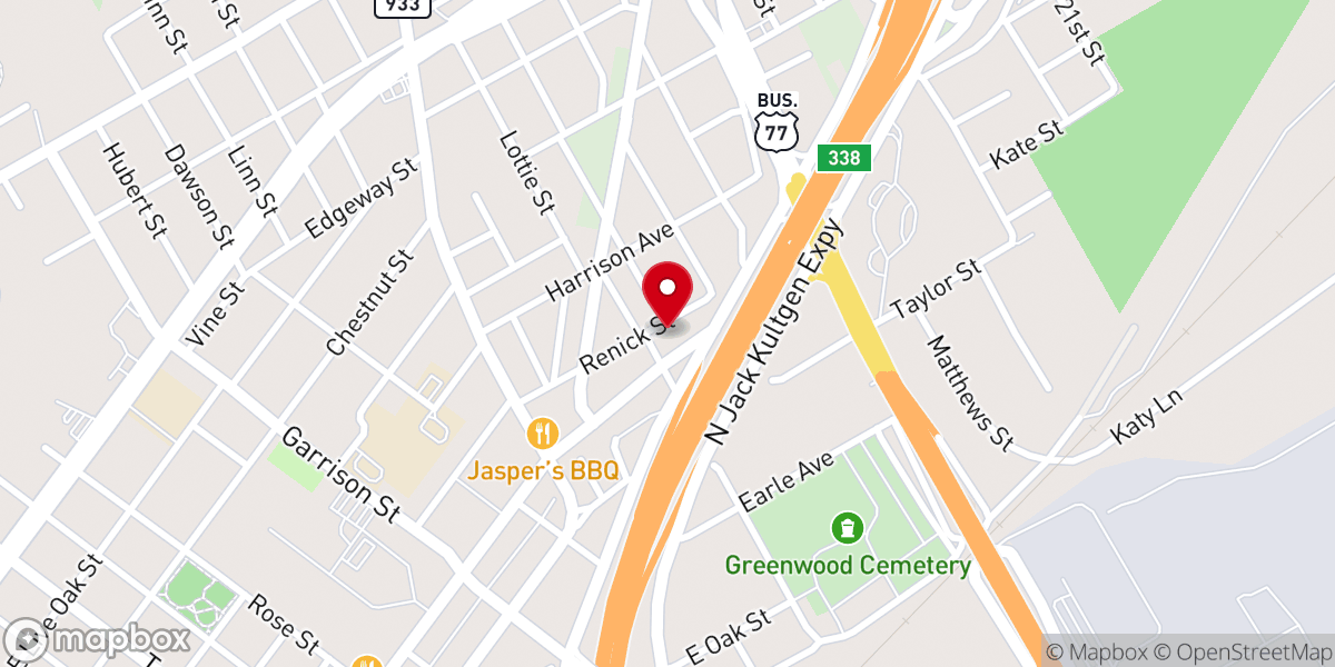 Map showing location of Toliver Chapel Missionary Baptist Church