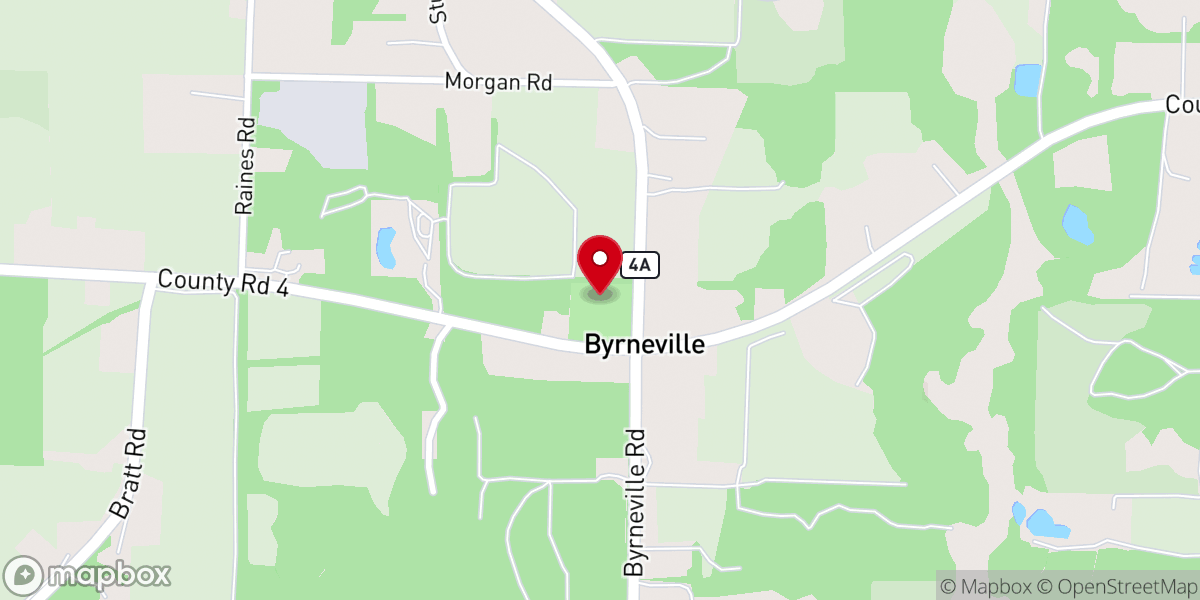 Map showing location of Byrneville Community Center