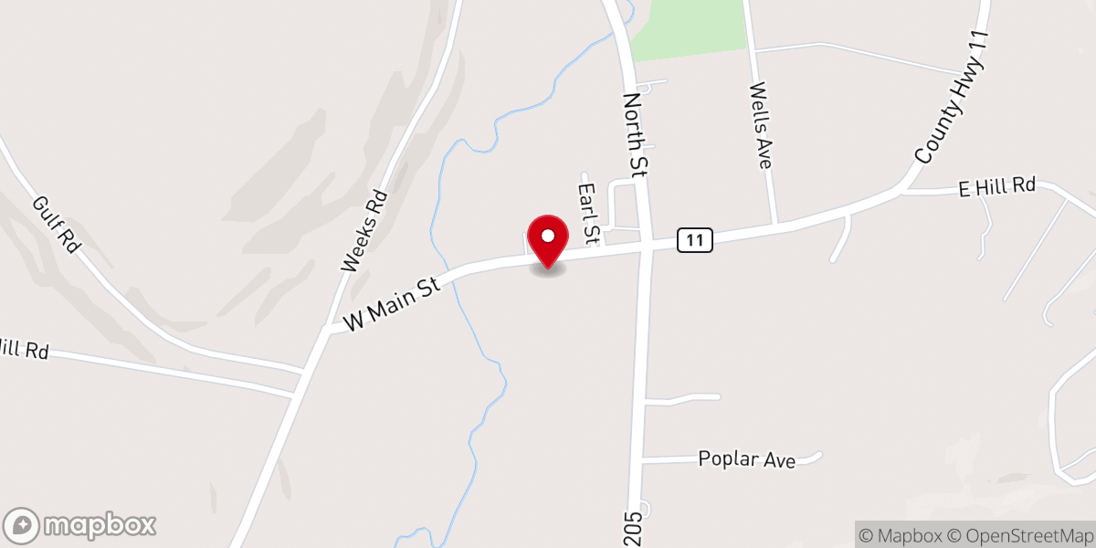 Map showing location of Hartwick United Methodist Church
