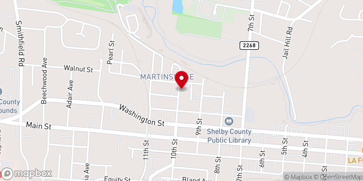 Map showing location of Shelby Congregational Methodist Church