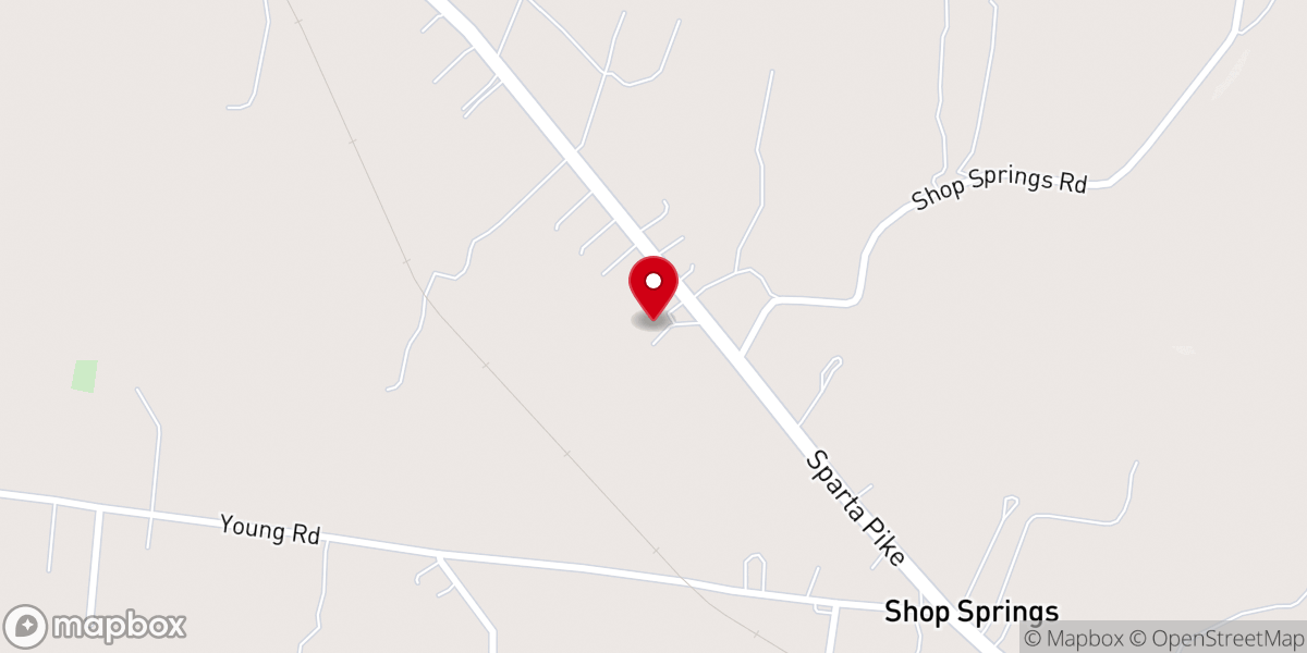Map showing location of Shop Springs Baptist Church