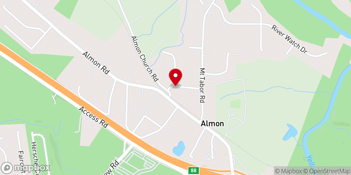 Map showing location of Shiloh Methodist Church at Almon