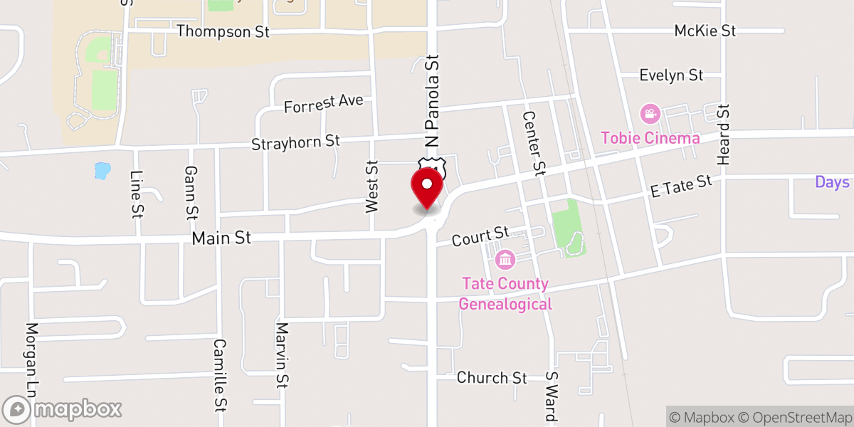 Map showing location of Paradise Baptist Church