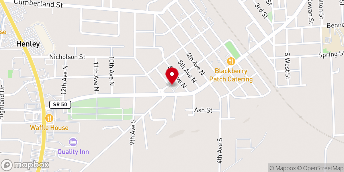 Map showing location of First Baptist Church-Decherd