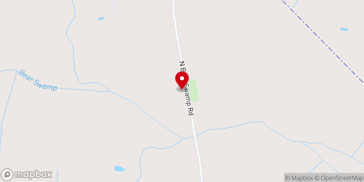 Map showing location of Bear Swamp Baptist Church