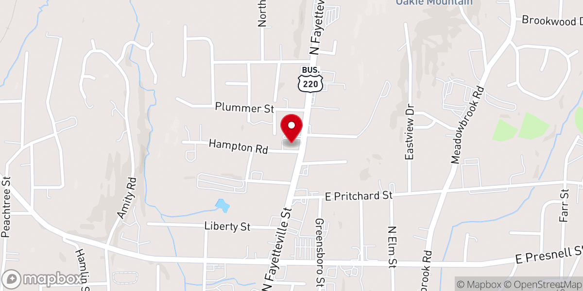 Map showing location of Fayetteville Street Baptist Church