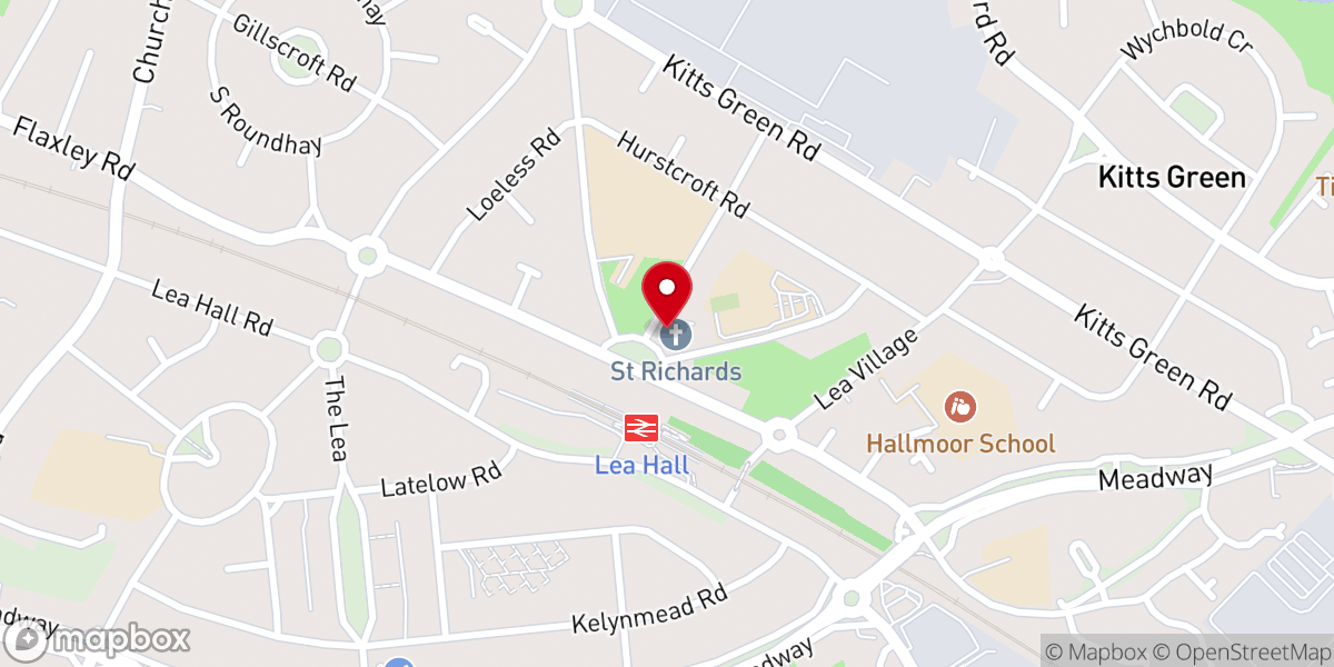 Map showing location of St Richard's C of E Church