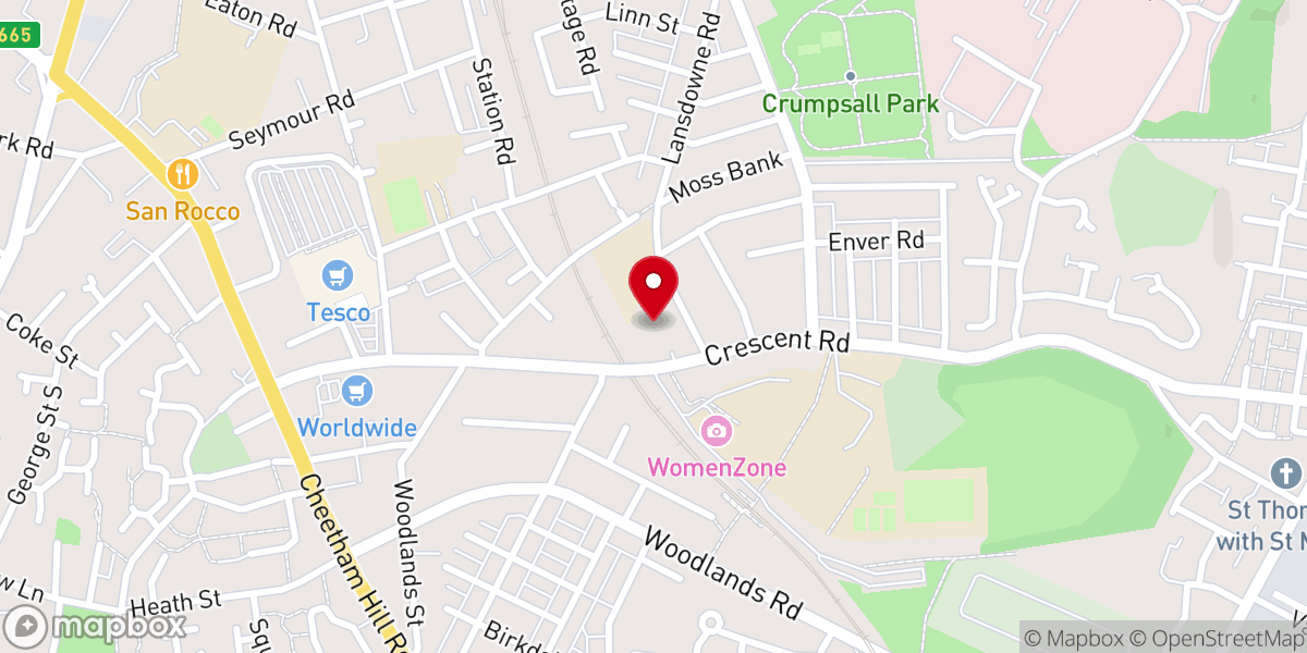 Map showing location of St Annes RC Church Crumpsall