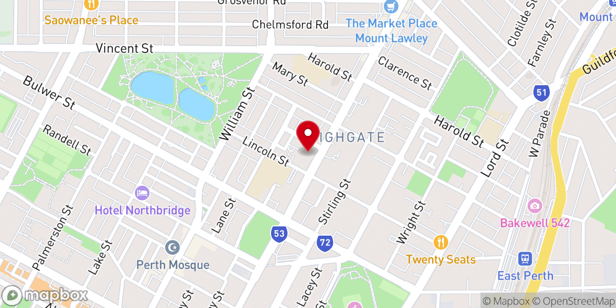 Map showing location of St Alban's Anglican Church